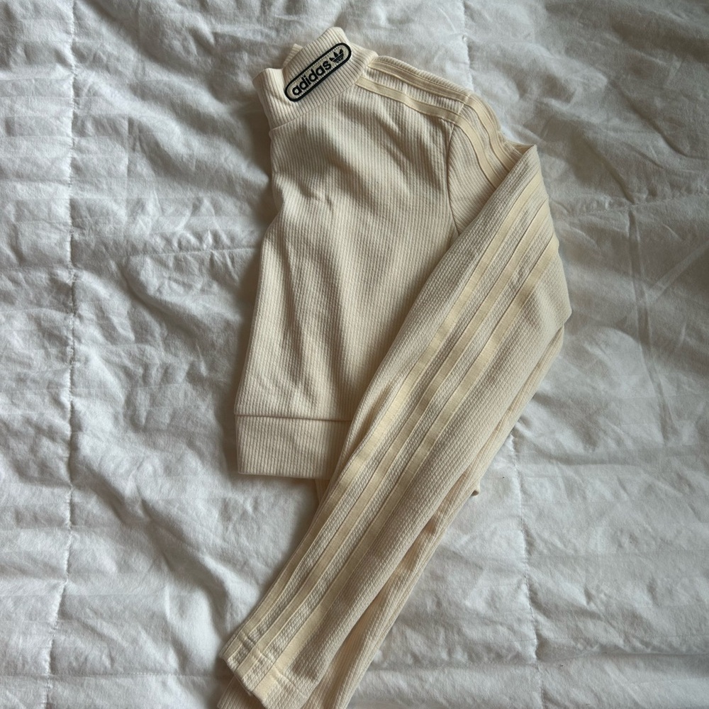 Adidas Women's Cream Color Long Sleeve Bodysuit